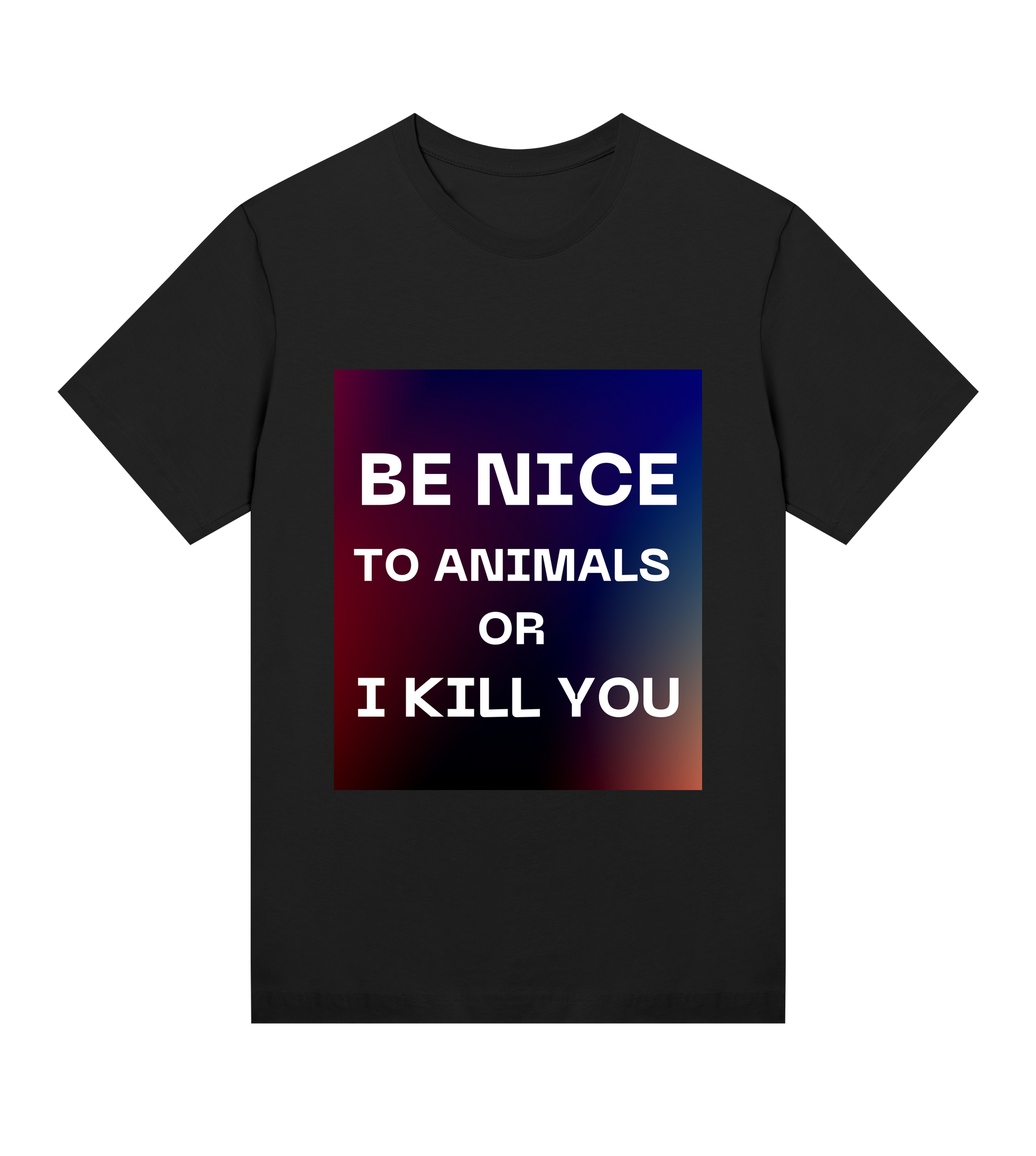 womens-black-be-nice-to-animals-or-i-kill-you-design-t-shirt