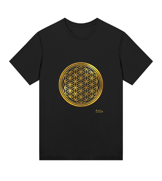 black-sustainable-womens-tshirt-golden-flower-of-life-motive-vegan-skyrider