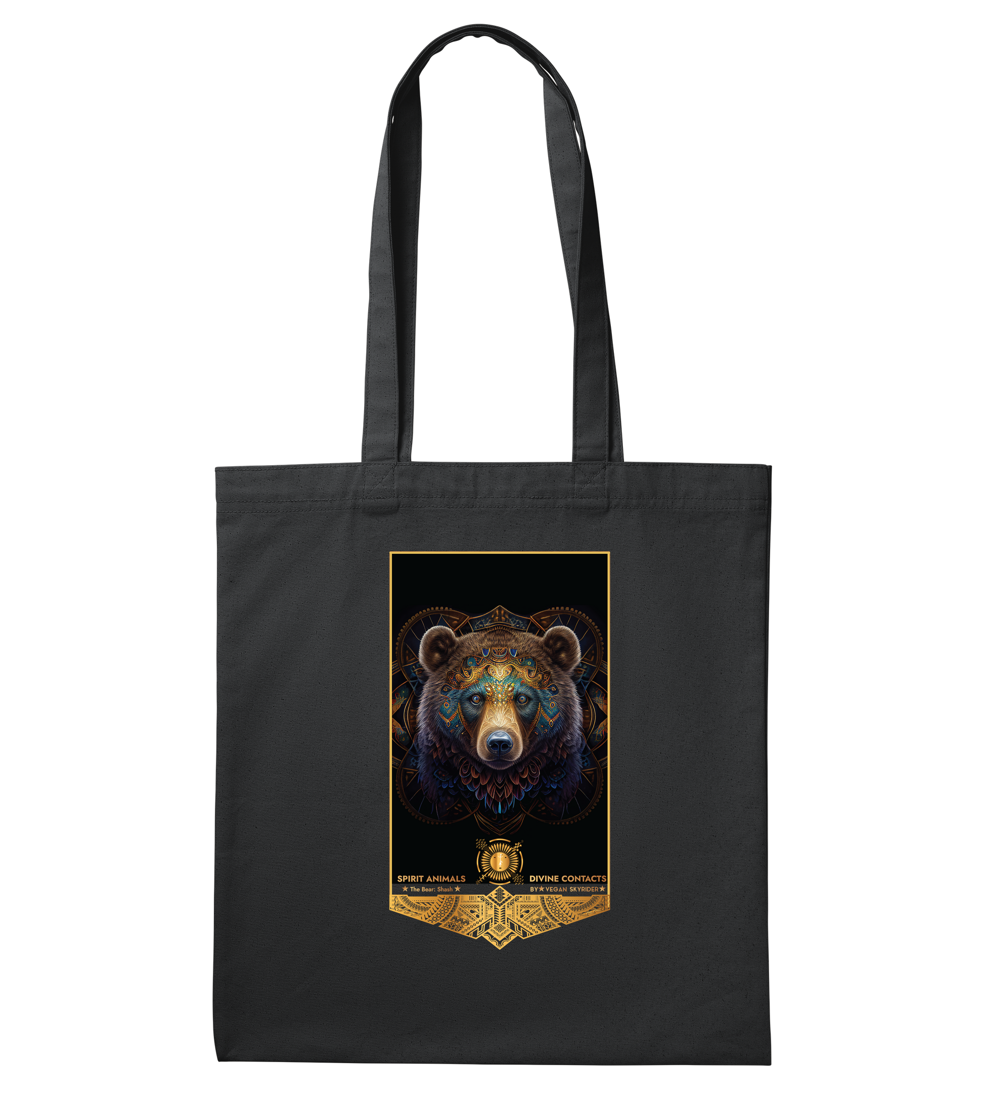 bear-spirit-animal-totem-motive-bear-black-bag-tote-vegan-brand