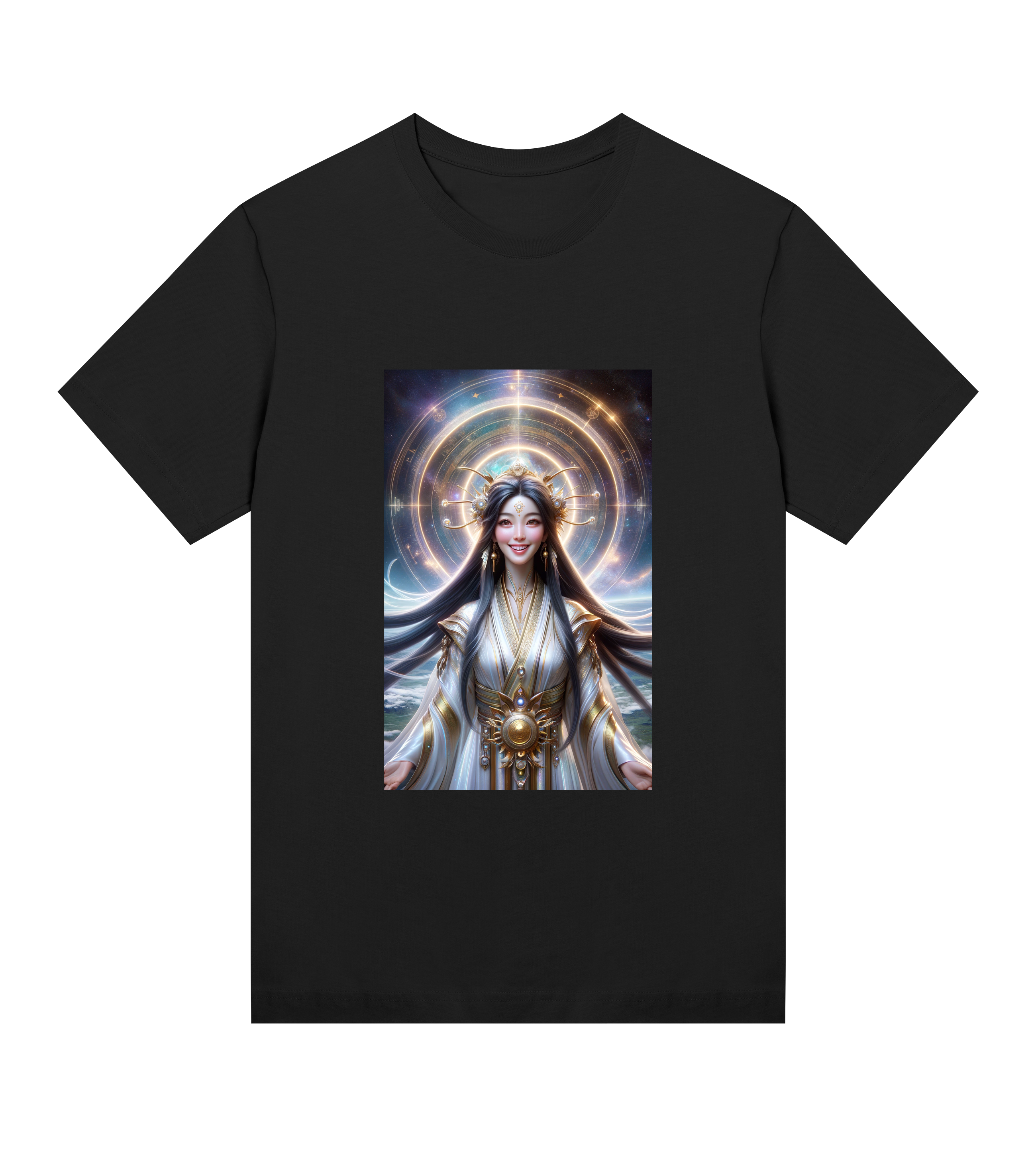 black-sustsainable-womens-t-shirt-kwan-yin-motive