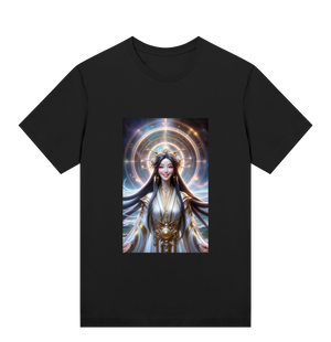 black-sustsainable-womens-t-shirt-kwan-yin-motive