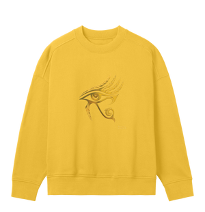 yellow-womens-organic-sweatshirt-golden-protective-eye-symbol-veganskyrider