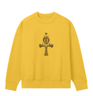 yellow-womens-organic-oversized-sweatshirt-protective-cross-ankh-golden-motive-vegan-skyrider