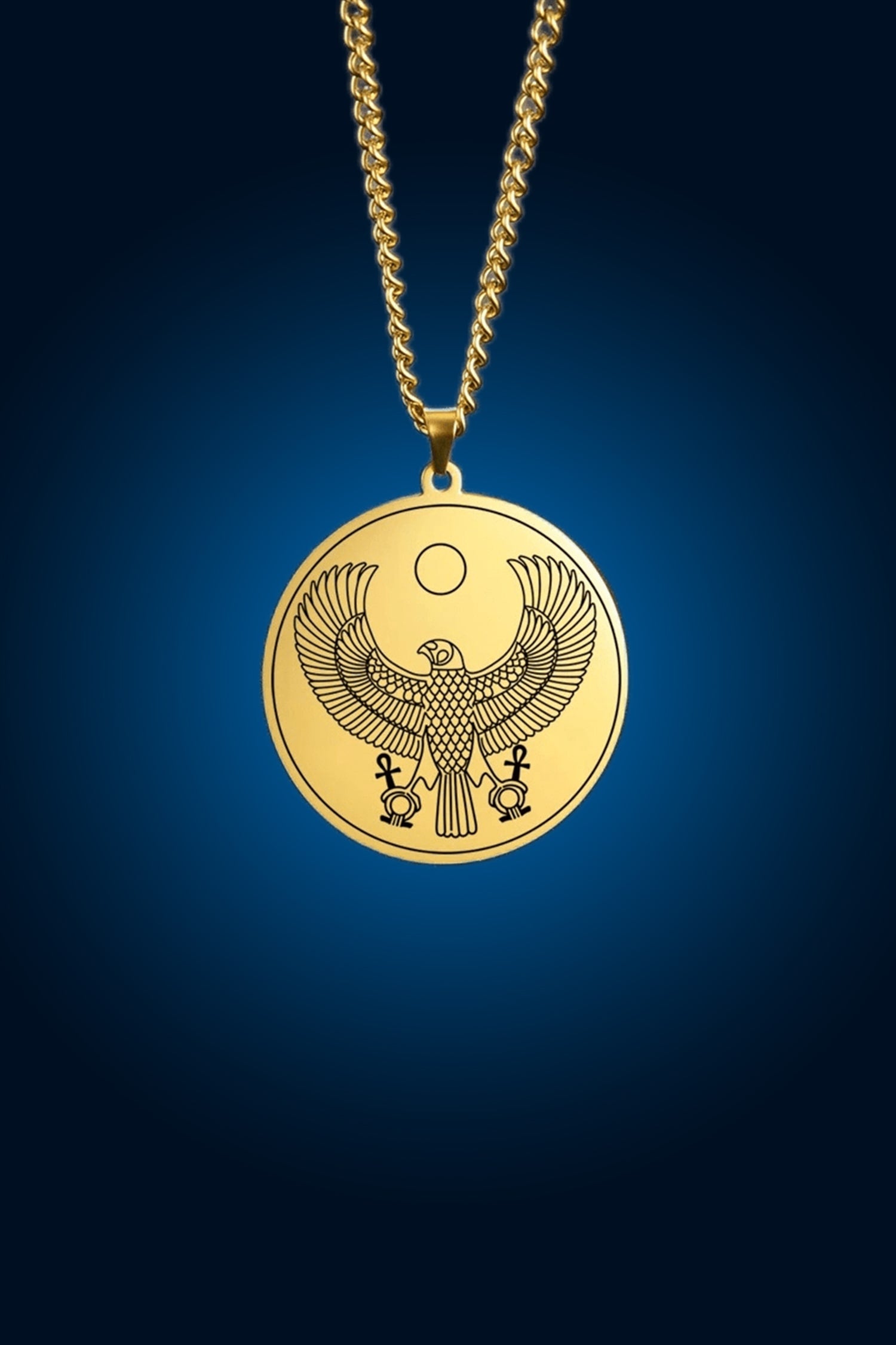hrous falcon round pendant necklace protection egypt god spiritual jewlery