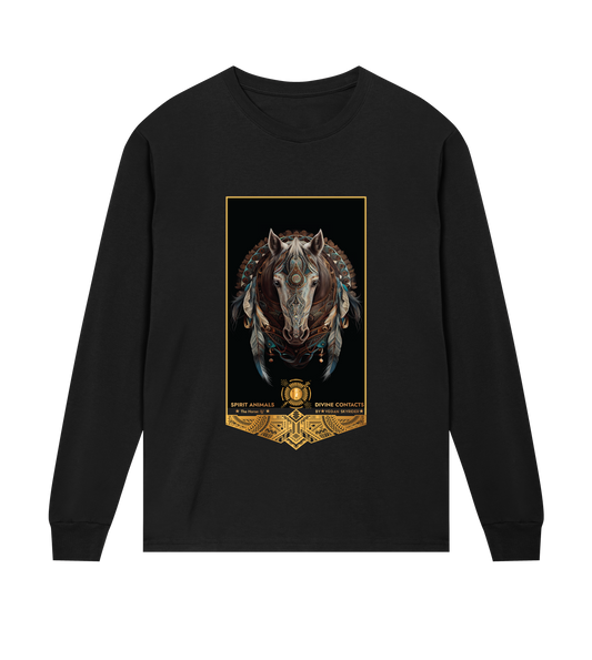 Horse Spirit Animal Mens Log Sleeve Tee