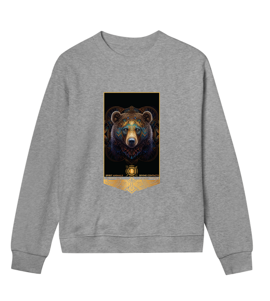 sweatshirt-grey-front- spirit-bear-indian-totem-vegan-fashion