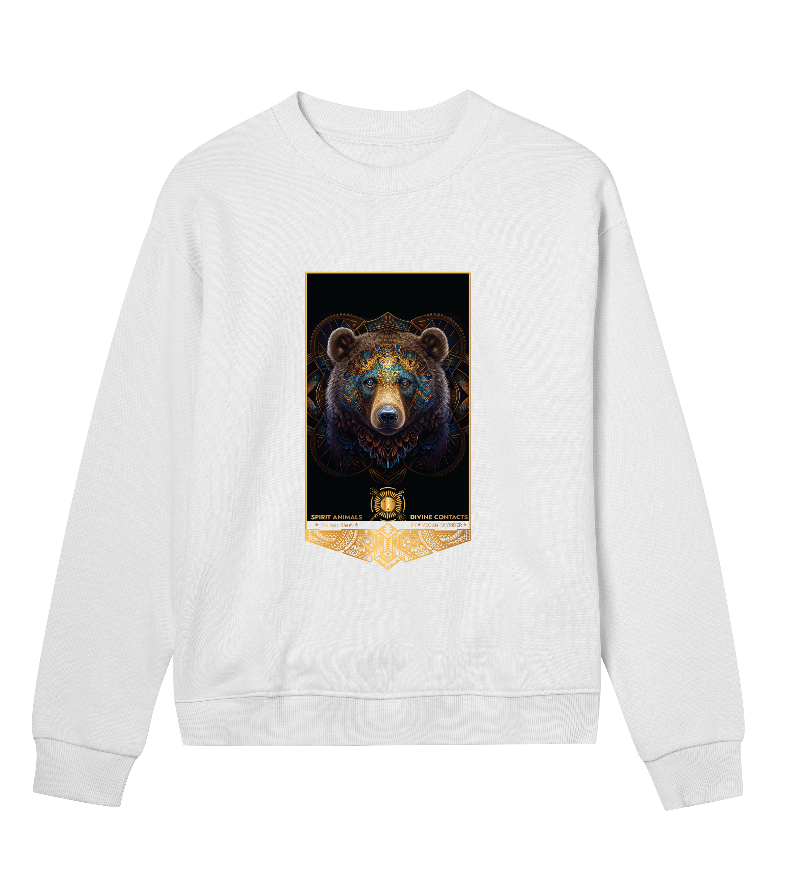 white-womens-sweatshirt-spirit-animal-bear-totem-motive-organic-wehite-sweatshirt-vegan-skyrider-brand